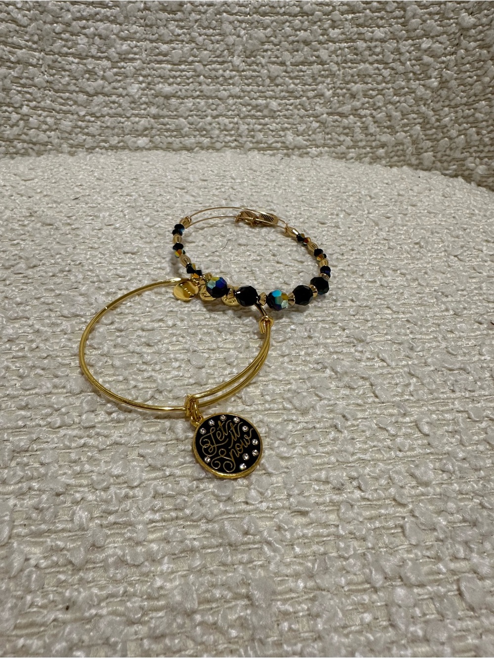 Alex and Ani Gold and Black Charm Bangle Set